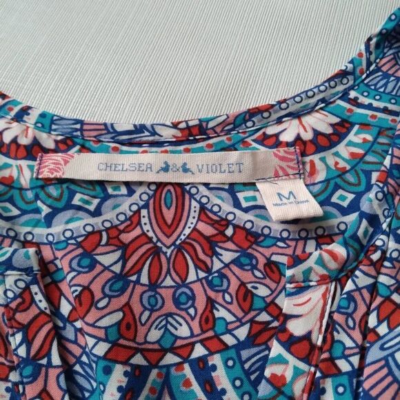 Chelsea & Violet Blue & Red Mandala Print Lightweight Shift Dress Women's Medium - Picture 3 of 15